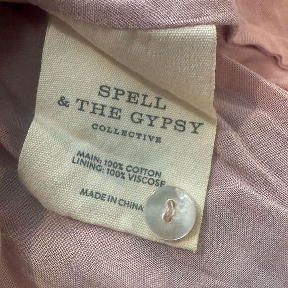 Spell & The Gypsy Pink Eyelet Tiered Halter Mini Dress Size S - Picture 9 of 10